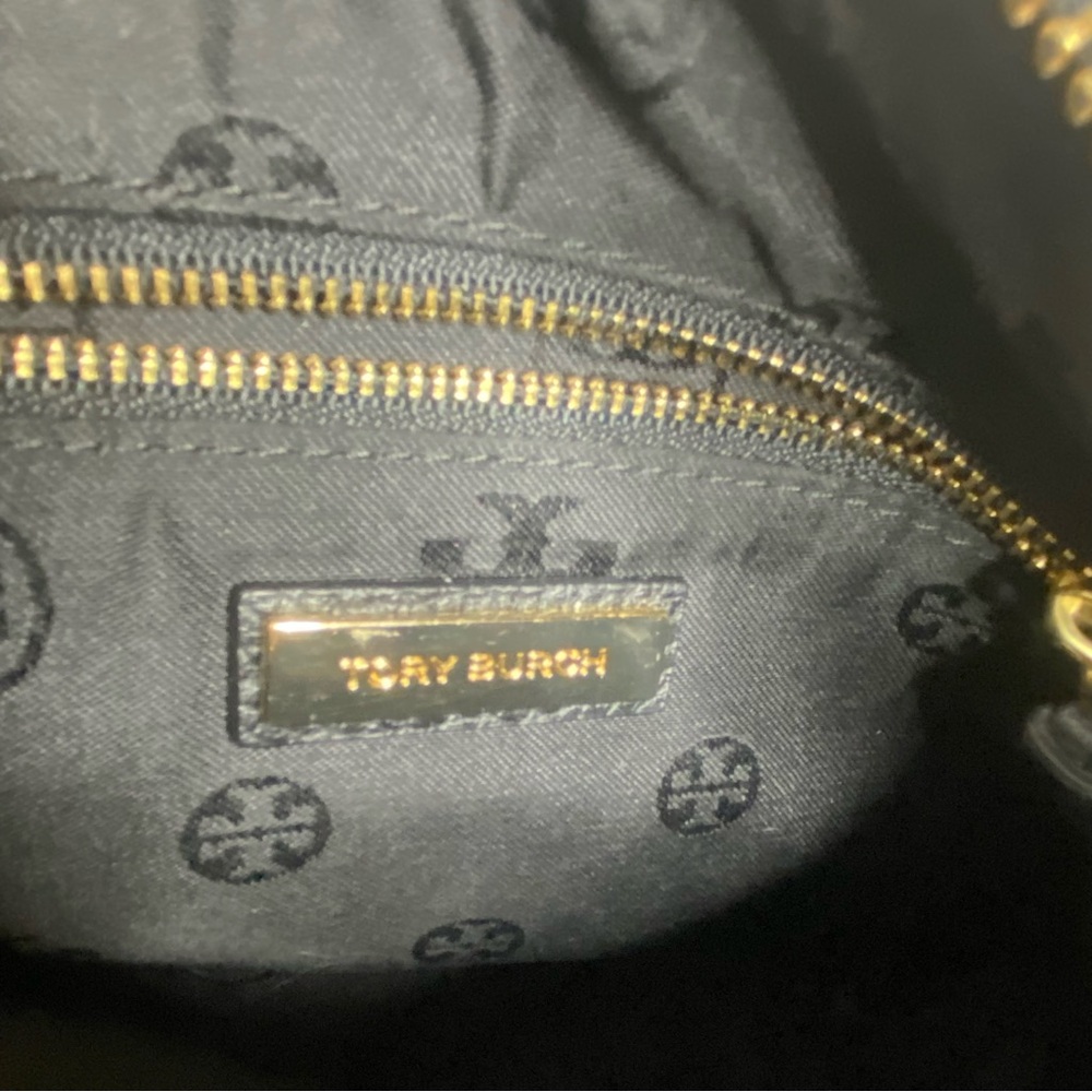 Tory Burch Black Leather Pebbled Crossbody Tassel Bag Purse - Picture 8 of 9